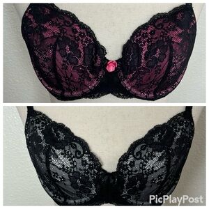 Victoria’s‎ Secret bundle of 2 dream angel lined Demi lace bras pink/black 34D